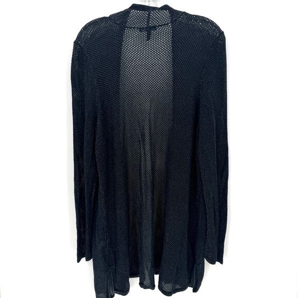 EILEEN FISHER Black Mesh Knit Open Front Cardigan Sweater Long Sleeve 1X - Picture 6 of 6